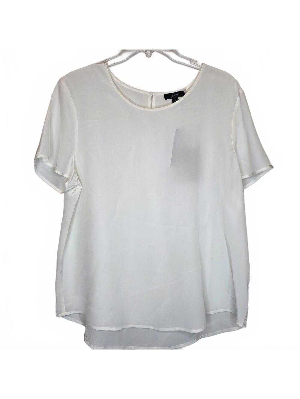 JCrew 100% Silk Off-White Blouse Top Size Large NWT Loose Fit
